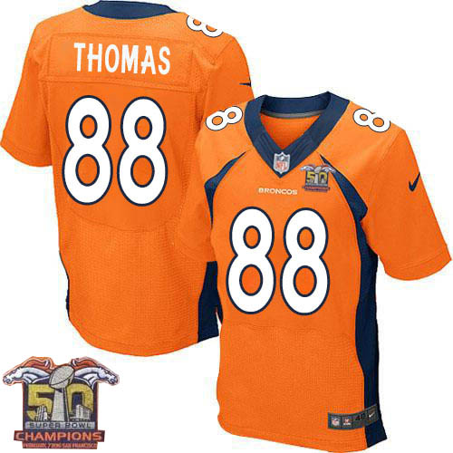 Men's Elite Demaryius Thomas Super Bowl 50 Champions Nike Jersey Orange Home - #88 NFL Denver Broncos